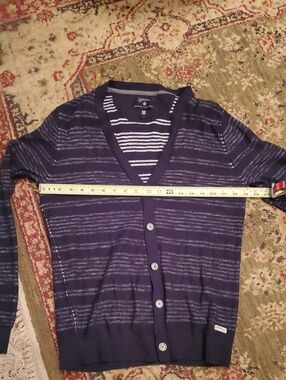 Converse Black Canvas Men's Black and White Striped Button Cardigan